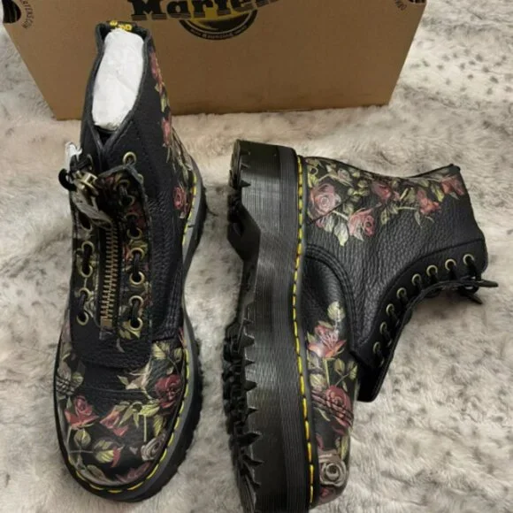DR. MARTENS SINCLAIR DECAYED ROSES LEATHER PLATFORM BOOTS MSRP$280 Most Beloved - Picture 2 of 16